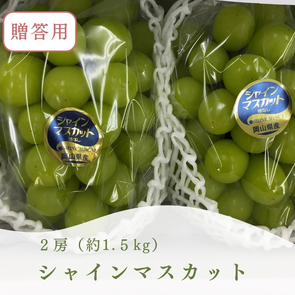 岡山県産シャインマスカット化粧箱5房入り 122］お土産シャインマスカット2kg箱入（3-5房） | mahora