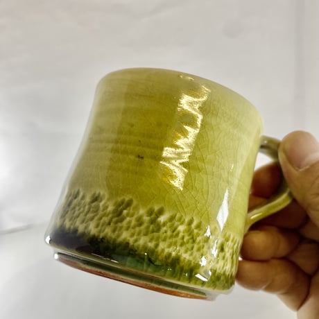 飛びカンナ模様のコーヒーカップ　緑