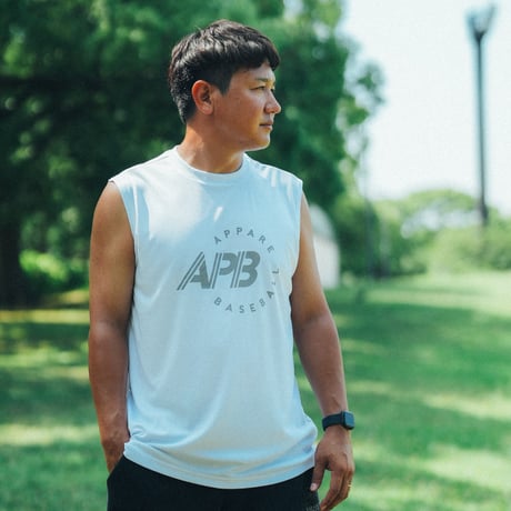 【予約販売】APB  ノースリーブシャツ ホワイト ”準備はできた…さあかかってこい”
