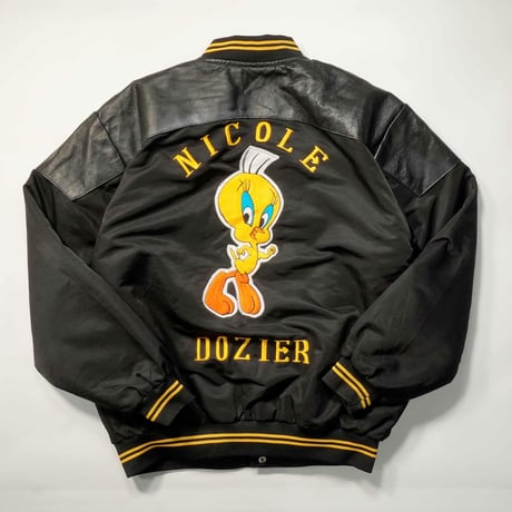 90s- Nylon & Leather Versity Jacket