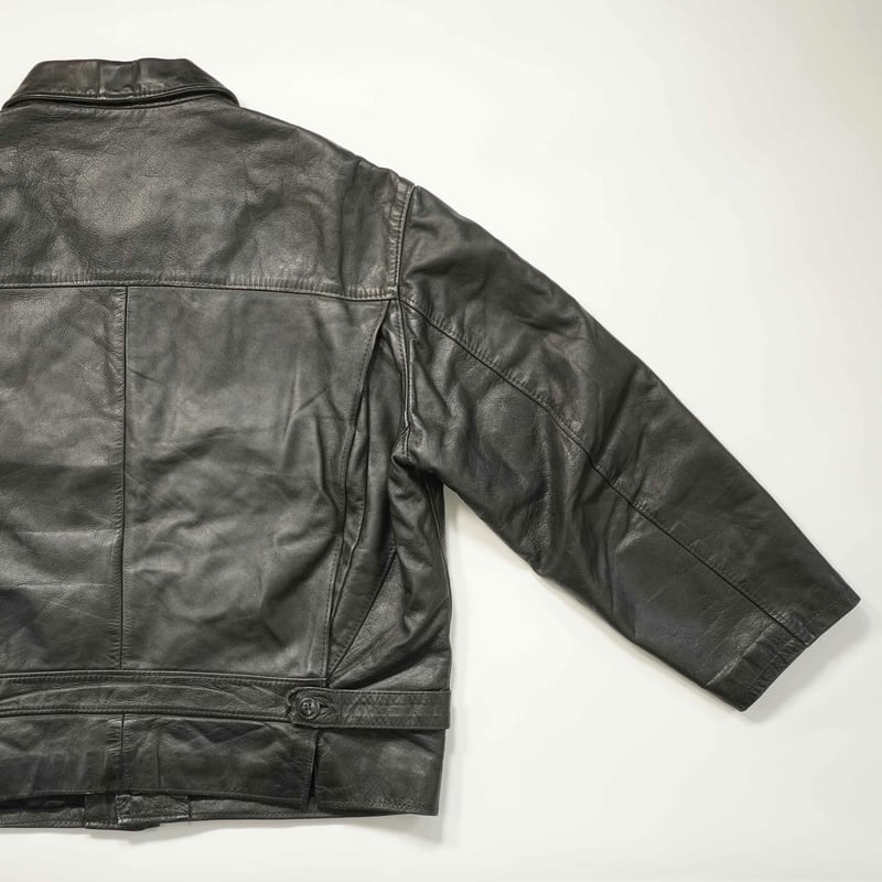 90s- Short Length Wide Leather Jacket | TRiLLOGY