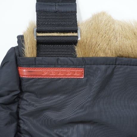 Early 00s【PRADA SPORT】Kid fur docking nylon shoulder bag