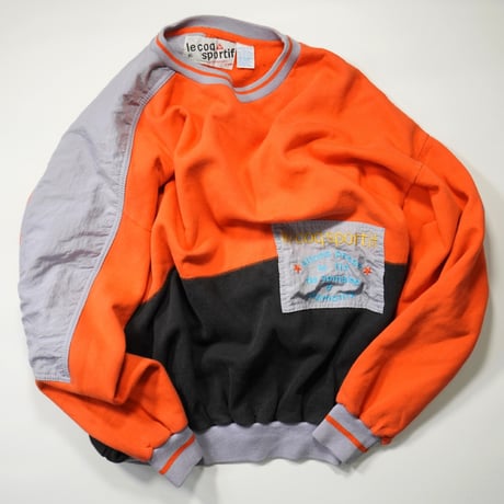 80s "le coq sportif" Nylon switching sweat shirt