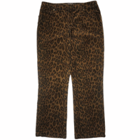 00s- Leopard Pattern Velor Semi-flare Pants