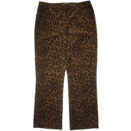 00s- Leopard Pattern Velor Semi-flare Pants