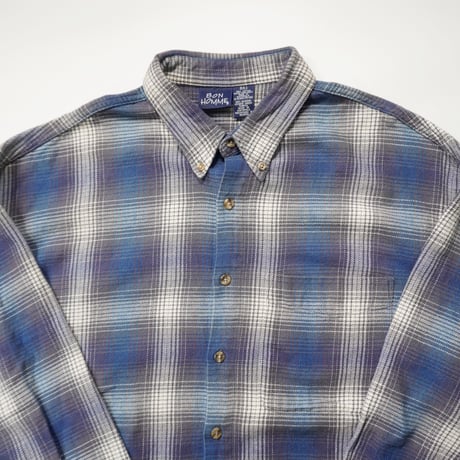 90s "BON HOMME" Ombre check cotton L/S shirt