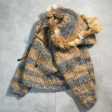 Chunky knit fur Hooded Jacket