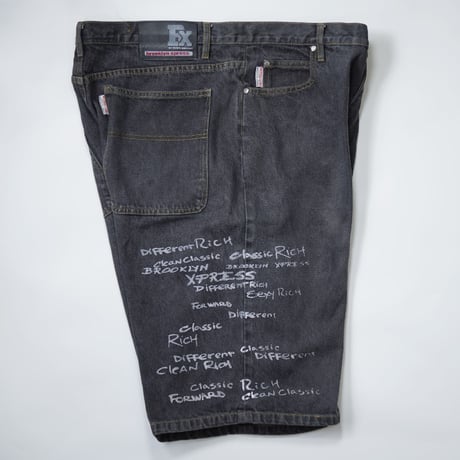 00s lettering baggy denim