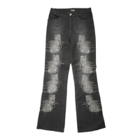 00s Euro Stitch & Rhinestone design Flair denim pants