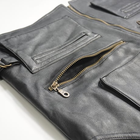 90s Multi pockets PVC Leather Vest