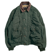 80s Leather Collar Padding Short Jacket