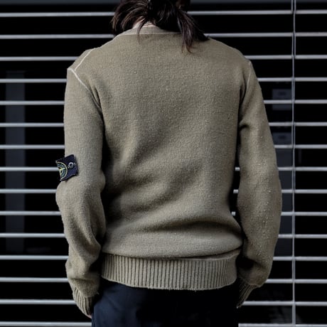 "Stone Island" 2003A/W Wool×Nylon Contrast Stitch Knit Sweater