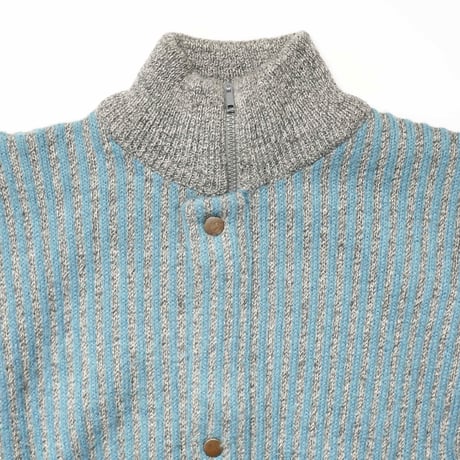 80s- Leather switched knit blouson / Made in Italy