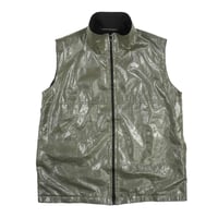 90s Waxed Linen Shiny Zip up Vest