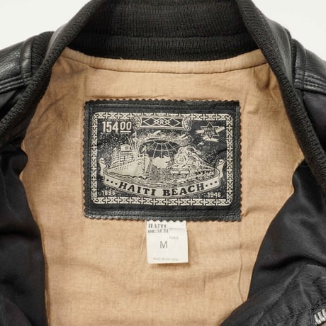 90s- Euro Nylon × Leather Bomber Jacket