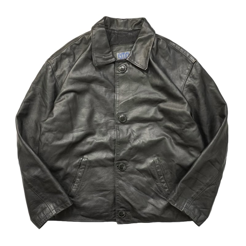 90s- Short Length Wide Leather Jacket | TRiLLOGY
