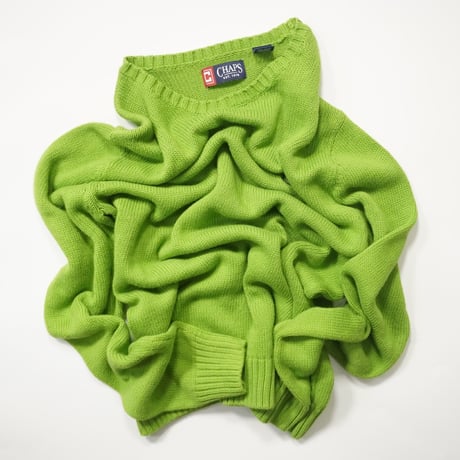00s "CHAPS" Neon Green Cotton Knit Sweater