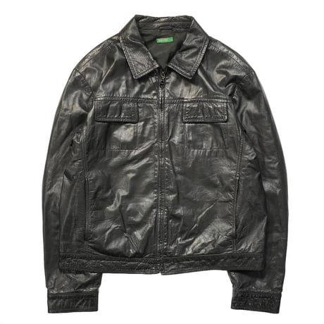 00S "BENETTON" Short Length Soft Leather Jacket