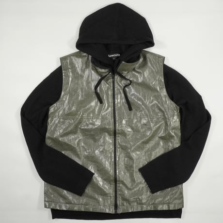 90s Waxed Linen Shiny Zip up Vest