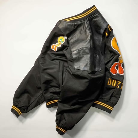 90s- Nylon & Leather Versity Jacket
