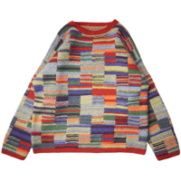 80s- Multi Color Hand knit Sweater