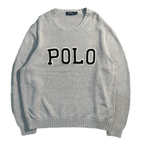 "Polo Ralph Luren" 「POLO」Logo Cotton Knit Sweater