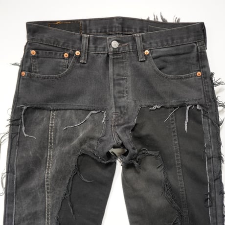 Remake black flair denim pants