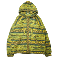 90s- Peru Alpaca wool Zip-up knit hoodie