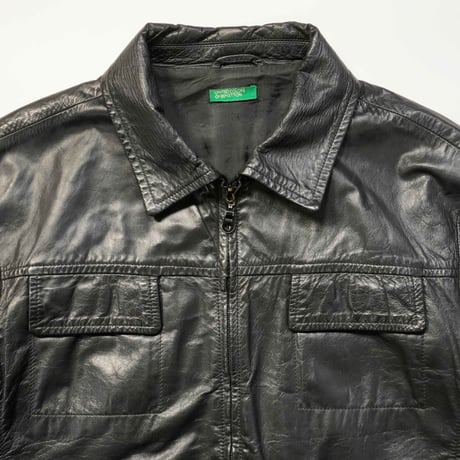 00S "BENETTON" Short Length Soft Leather Jacket