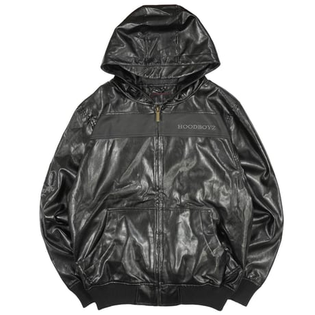 00s PU Leather Zip up Hoodie