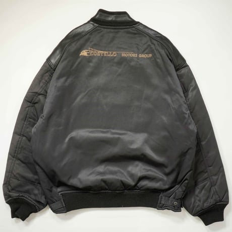 90s- Euro Nylon × Leather Bomber Jacket