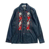 70s Flower Embroidery Mexican Shirt