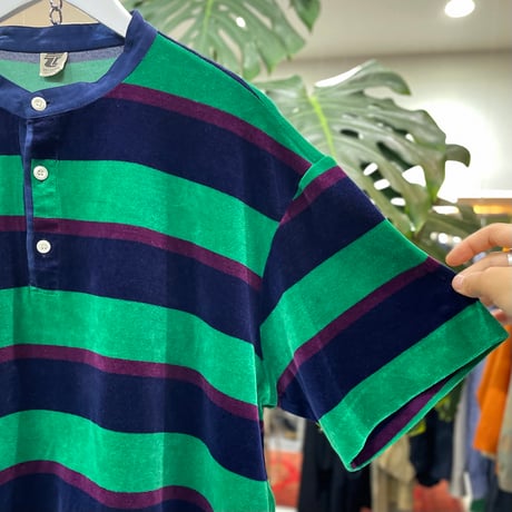 -90s Velour Henry neck T-shirt