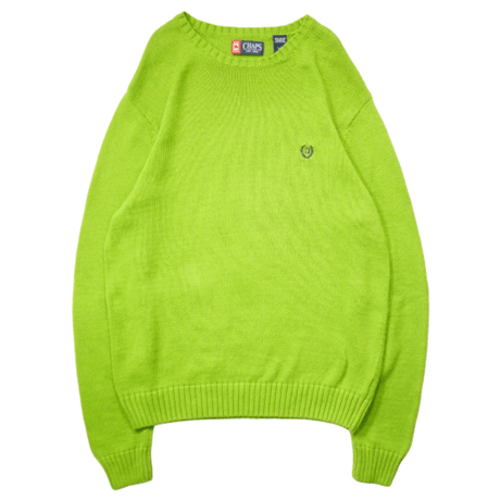 00s "CHAPS" Neon Green Cotton Knit Sweater