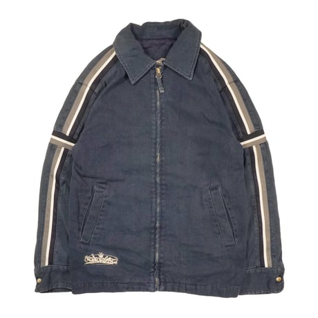 00s Y2K Color denim Zip up shirt