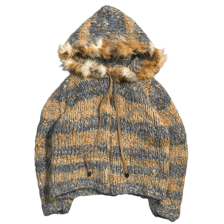 Chunky knit fur Hooded Jacket