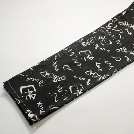 90s Painted design black denim pants