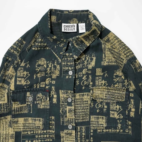 90s "CHICO'S DESIGN" Kanji patterned L/S shirt