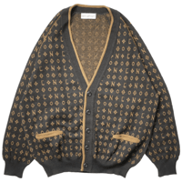 90s- Euro LV Parody All patterned Knit Cardigan