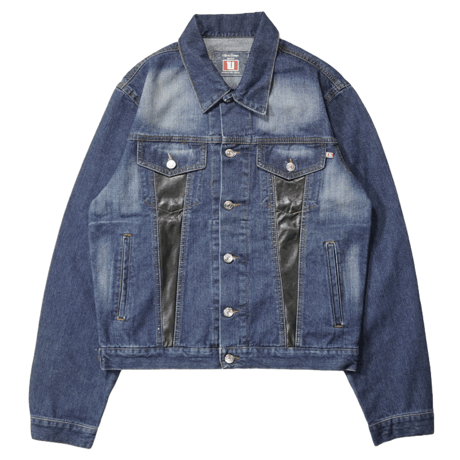 00s Euro Denim × PVC Trucker Jacket / Made In Italy