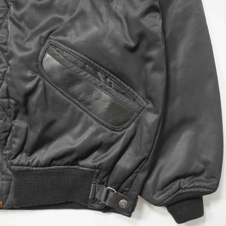 90s- Euro Nylon × Leather Bomber Jacket