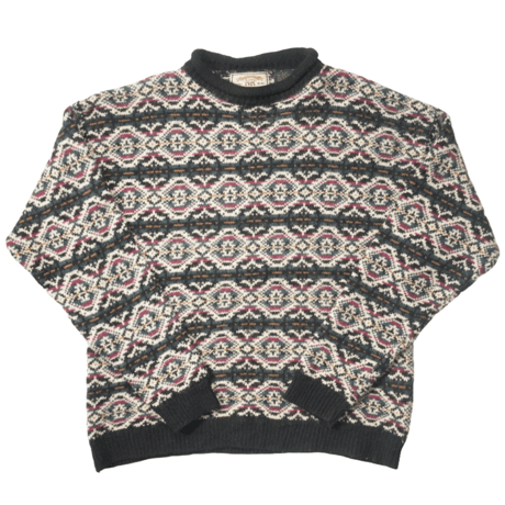 90s Geometric Pattern Roll neck Knit Sweater