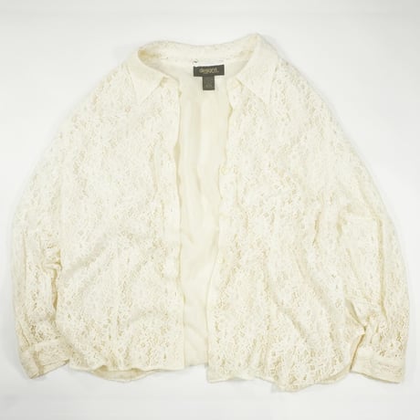 90s- Lace Mesh Design Shirt