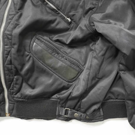 90s- Euro Nylon × Leather Bomber Jacket