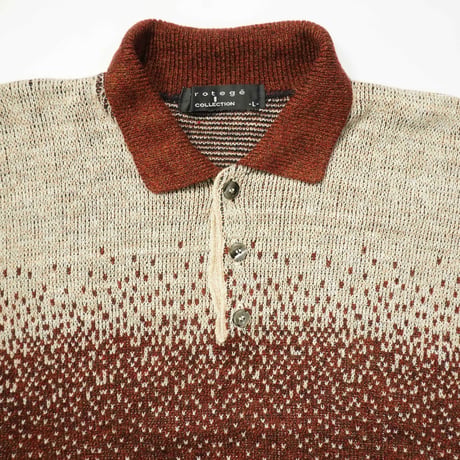 Gradation Pattern Knit Polo Shirt