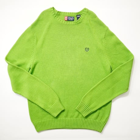 00s "CHAPS" Neon Green Cotton Knit Sweater