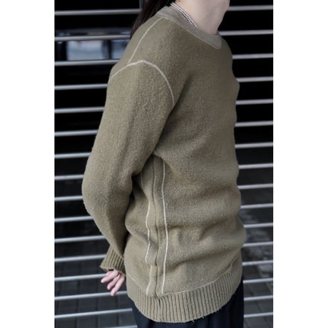 "Stone Island" 2003A/W Wool×Nylon Contrast Stitch Knit Sweater