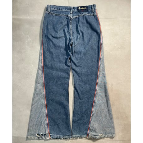 90-00s Side line Baggy Flare Denim