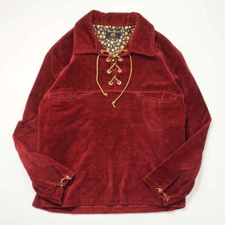 60s Lace up Velour Skipper Pullover
