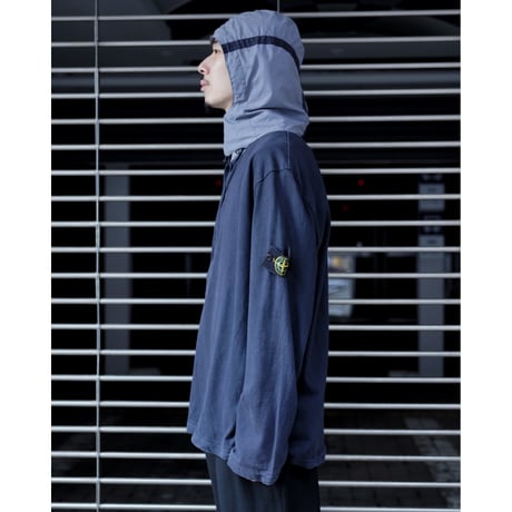 "Stone Island" 2001S/S Cotton–Nylon Convertible Hood Pullover